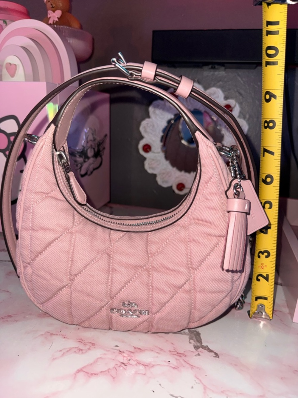 Coach Carmen Ballerina Pink Quilted Crossbody Bag - Picture 9 of 16